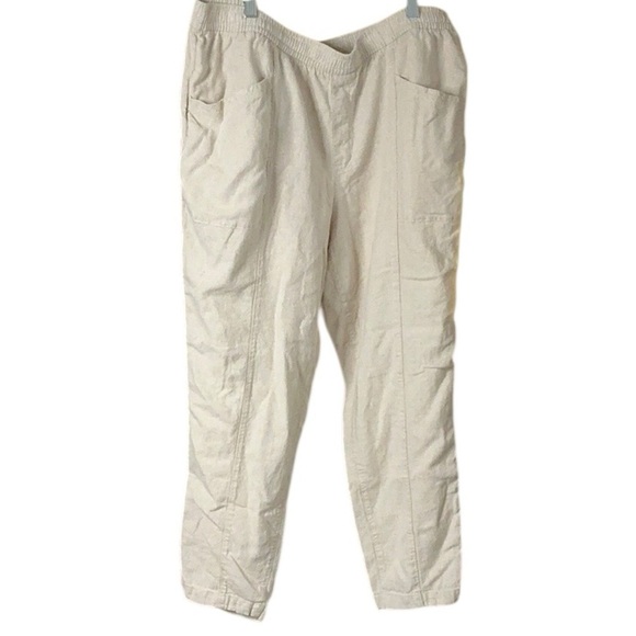 Old Navy Oatmeal Linen Blend Drawstring Pants - Picture 2 of 10